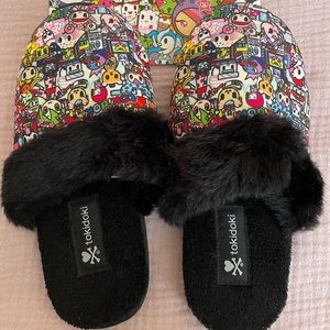 New Tokidoki Faux Fur Trim House Slippers Women’s 7/8